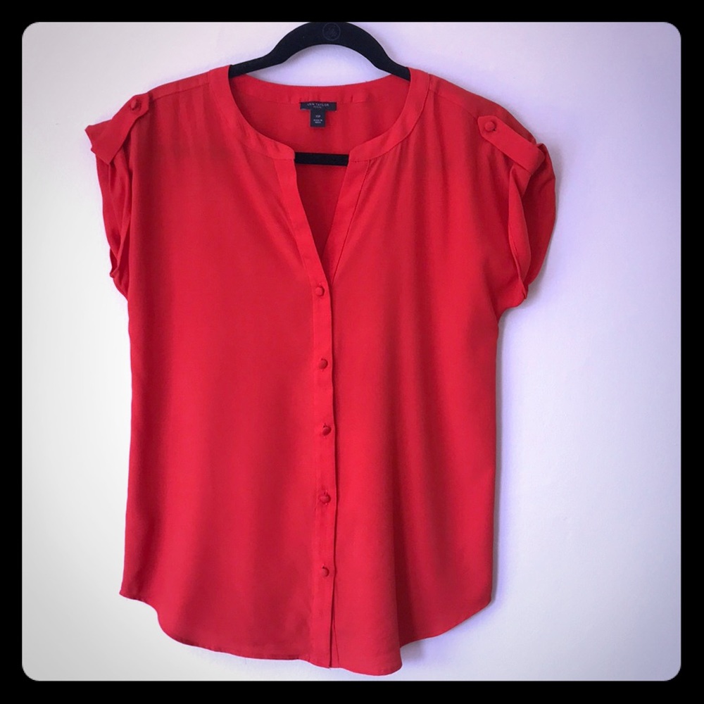 Button down blouse with roll tab sleeves